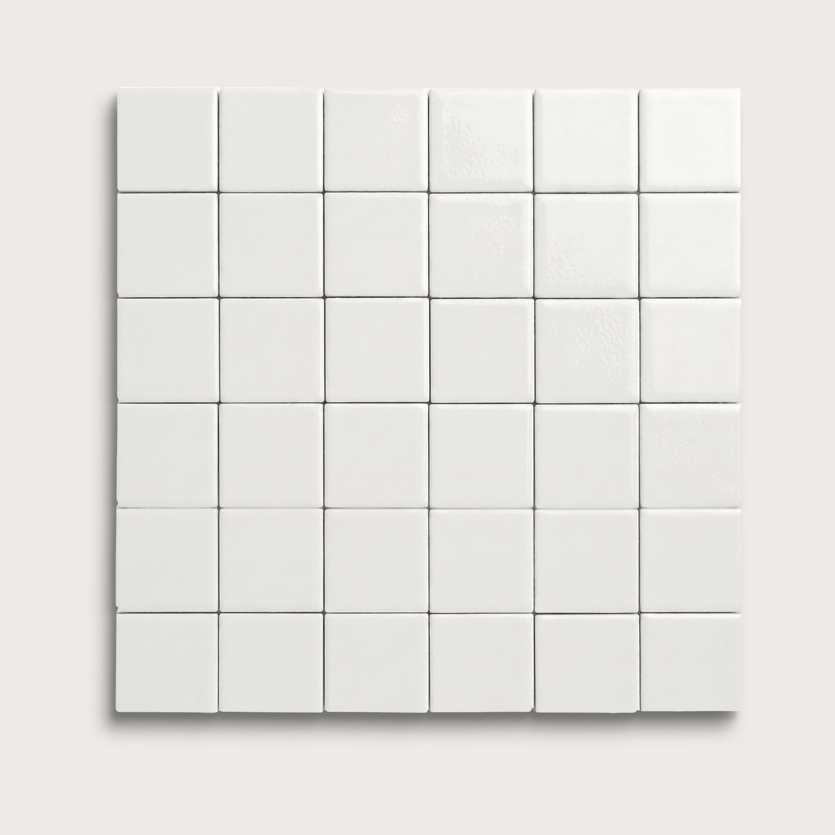 White ceramic tile, 2 by 2 inch mosaic, gloss finish