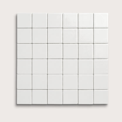 White ceramic tile, 2 by 2 inch mosaic, gloss finish