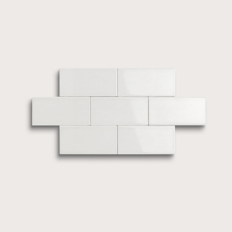 White ceramic tile, 2 by 4 inches, gloss finish