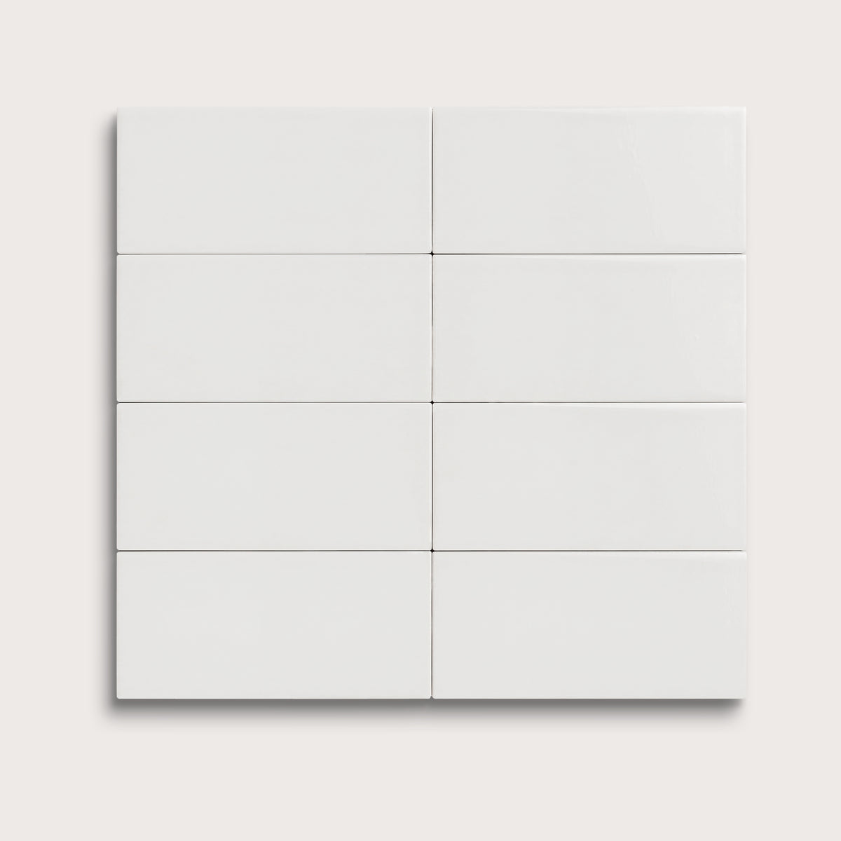 White ceramic tile, 2 by 4 inches, gloss finish