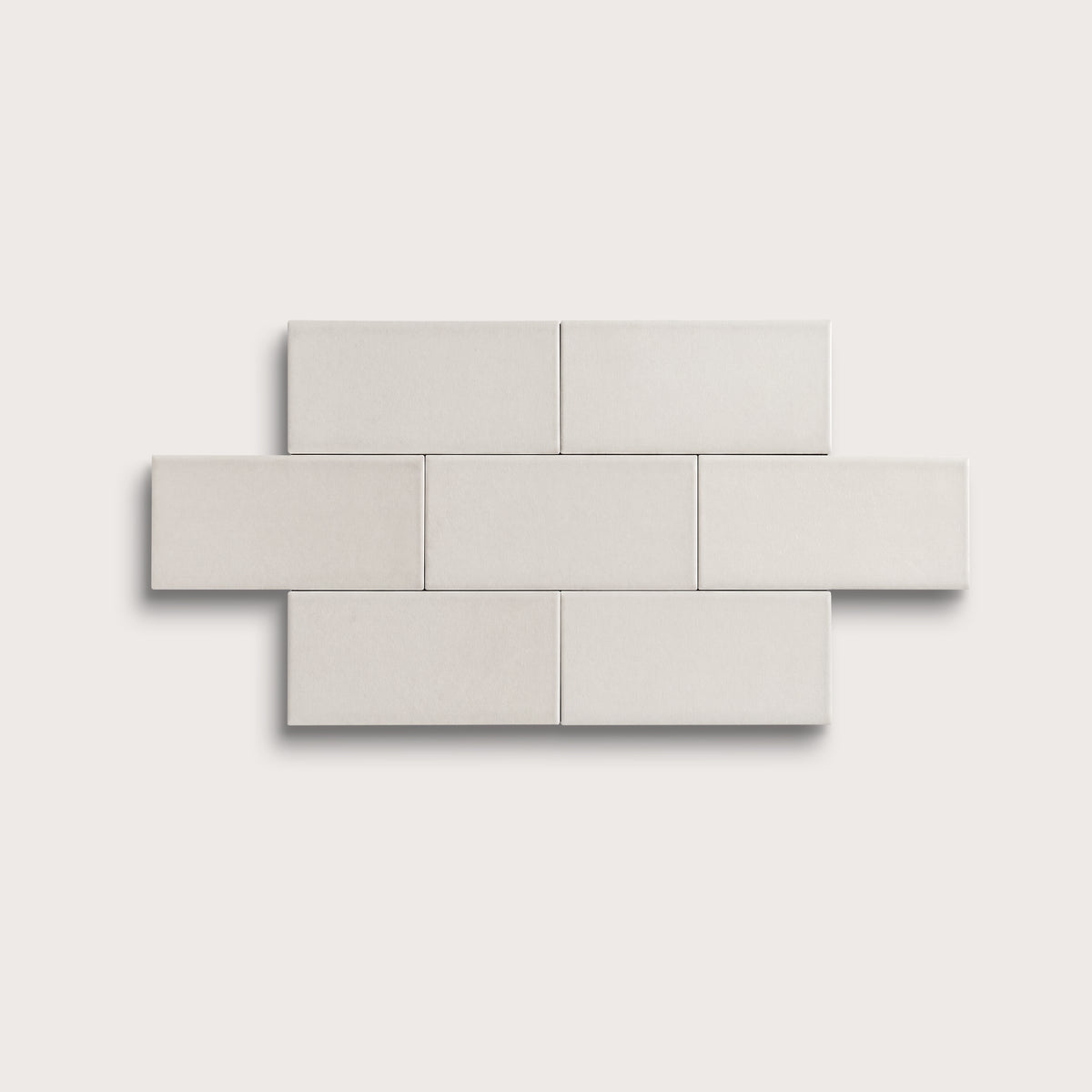 White ceramic tile, 2 by 4 inches, matte finish