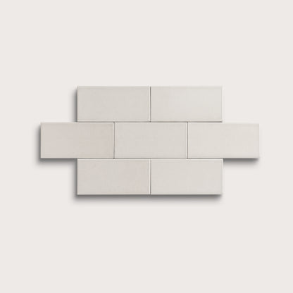 White ceramic tile, 2 by 4 inches, matte finish