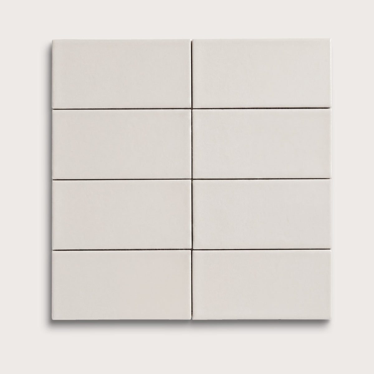 White ceramic tile, 2 by 4 inches, matte finish