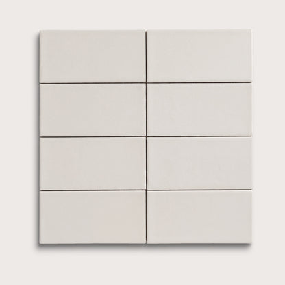 White ceramic tile, 2 by 4 inches, matte finish