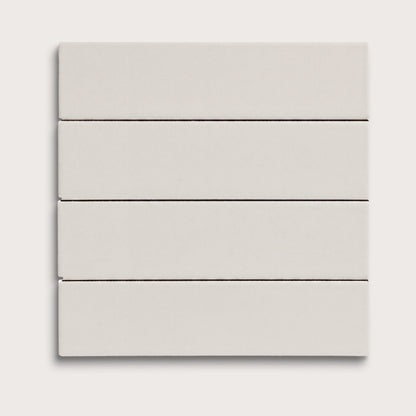 White ceramic tile, 2 by 8 inches, matte finish