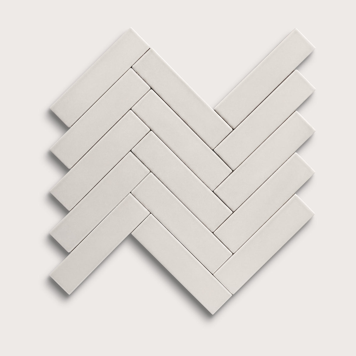White ceramic tile, 2 by 8 inches, matte finish