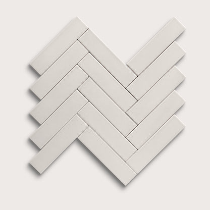 White ceramic tile, 2 by 8 inches, matte finish