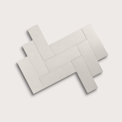 White ceramic tile, 4 by 12 inches, matte finish