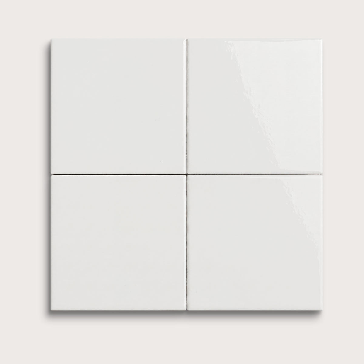White ceramic tile, 4 by 4 inches, gloss finish