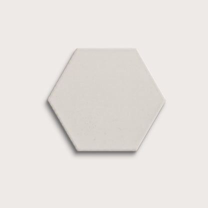White ceramic tile, 8 inch hex, matte finish