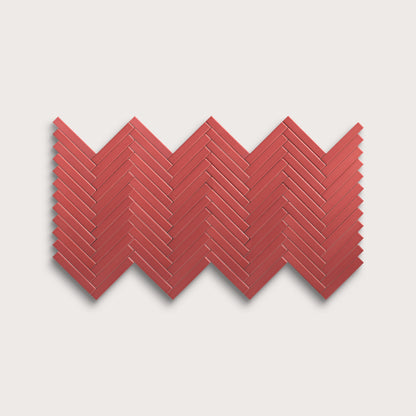 Watermelon Sugar ceramic tile, 1 by 6 inch herringbone mosaic, matte finish
