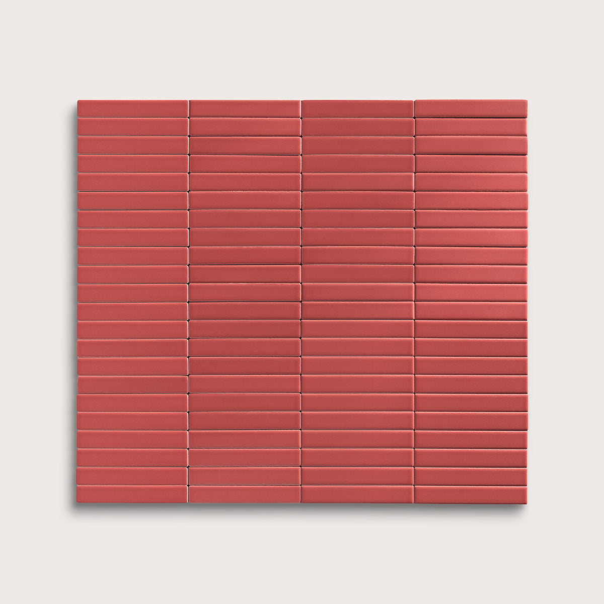 Watermelon Sugar ceramic tile, 1 by 6 inch stacked mosaic, matte finish