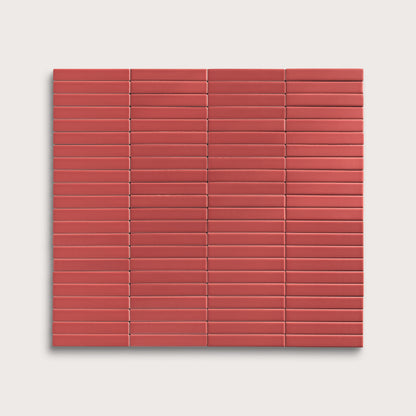 Watermelon Sugar ceramic tile, 1 by 6 inch stacked mosaic, matte finish