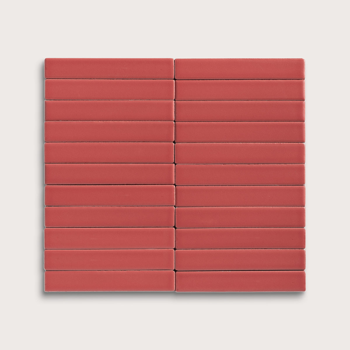 Watermelon Sugar ceramic tile, 1 by 6 inch stacked mosaic, matte finish