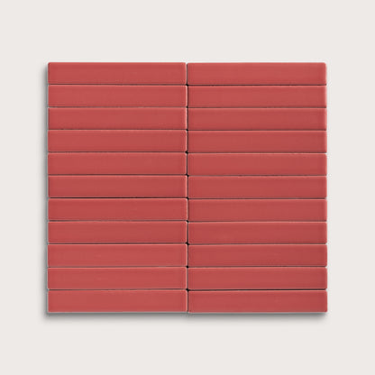 Watermelon Sugar ceramic tile, 1 by 6 inch stacked mosaic, matte finish
