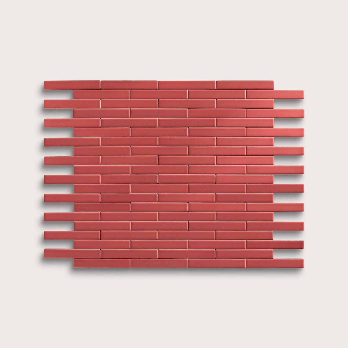 Watermelon Sugar ceramic tile, 1 by 6 inch subway mosaic, matte finish