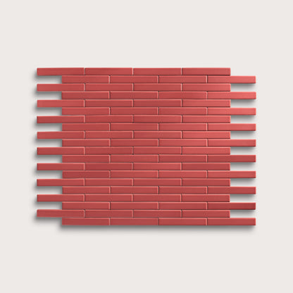 Watermelon Sugar ceramic tile, 1 by 6 inch subway mosaic, matte finish
