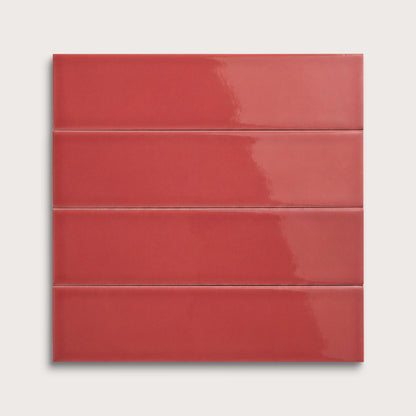 Watermelon Sugar ceramic tile, 3 by 12 inches, gloss finish