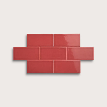 Watermelon Sugar ceramic tile, 3 by 6 inches, gloss finish