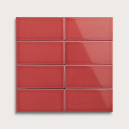 Watermelon Sugar ceramic tile, 3 by 6 inches, gloss finish