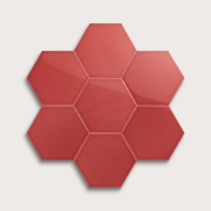 Watermelon Sugar ceramic tile, 8 inch hex, gloss finish