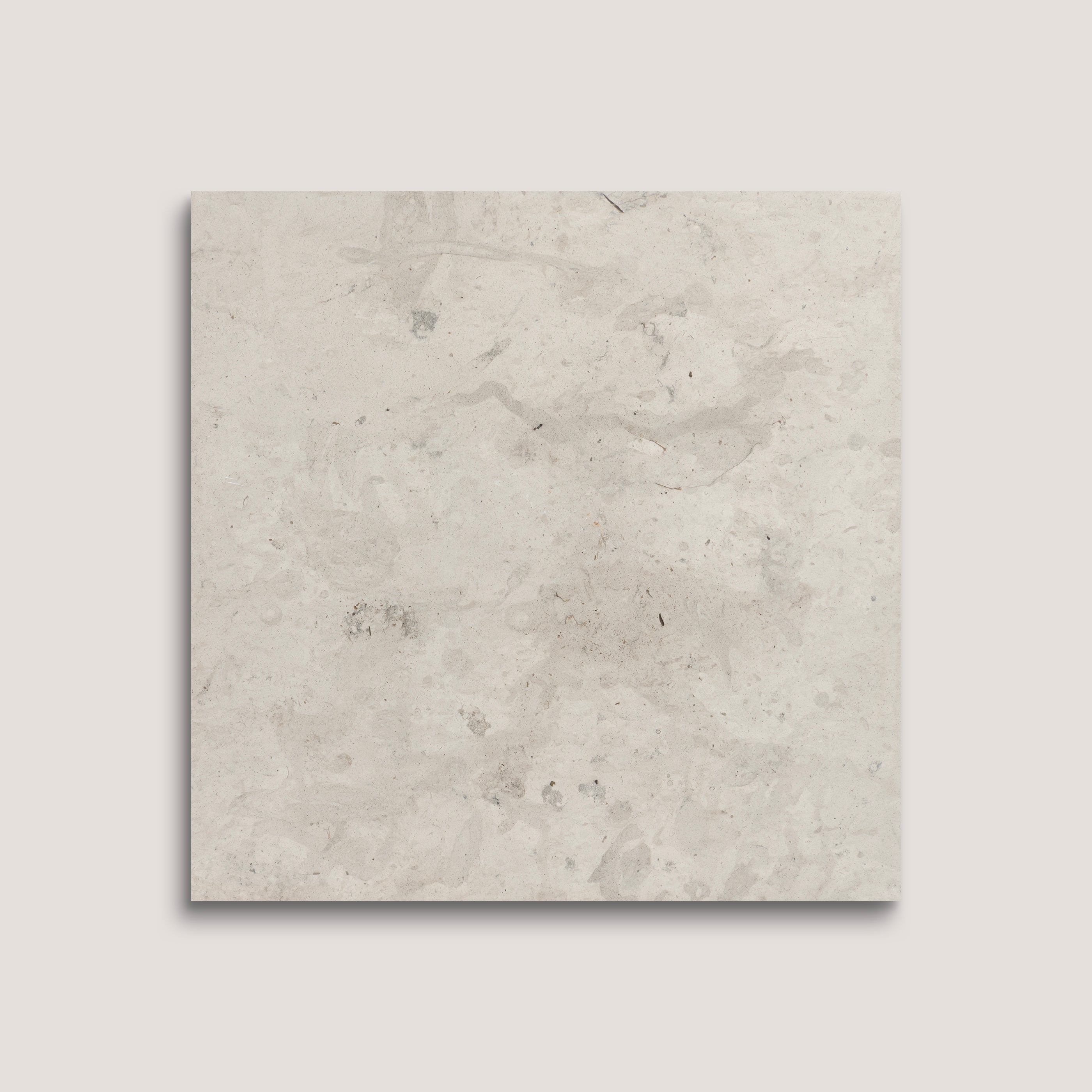Square tile with a light gray, textured surface on a white background