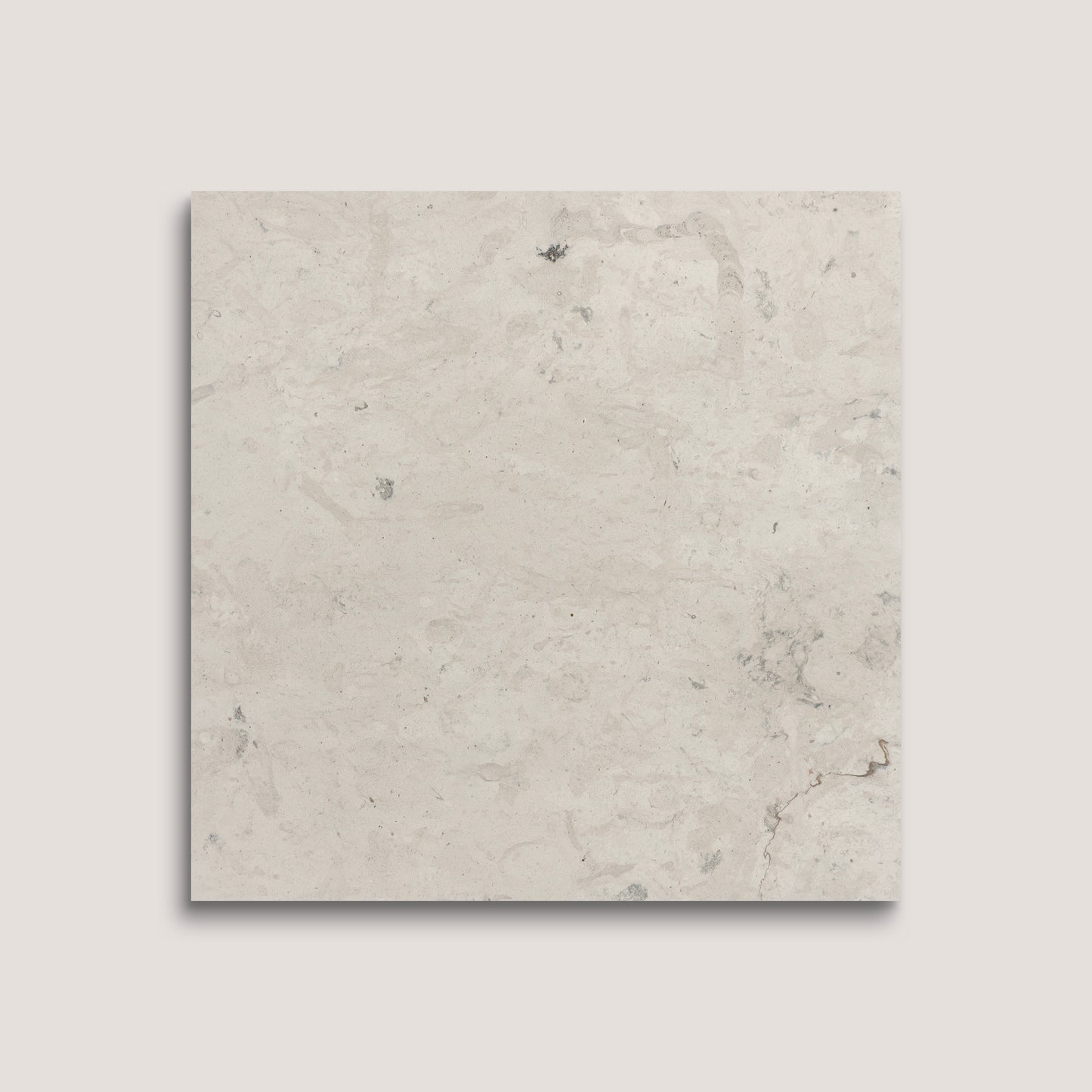 Square tile with a light gray marbled pattern on a white background