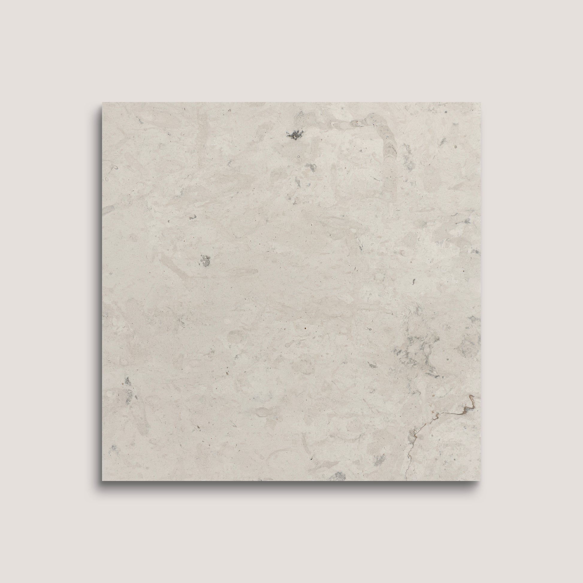 Square tile with a light gray marbled pattern on a white background