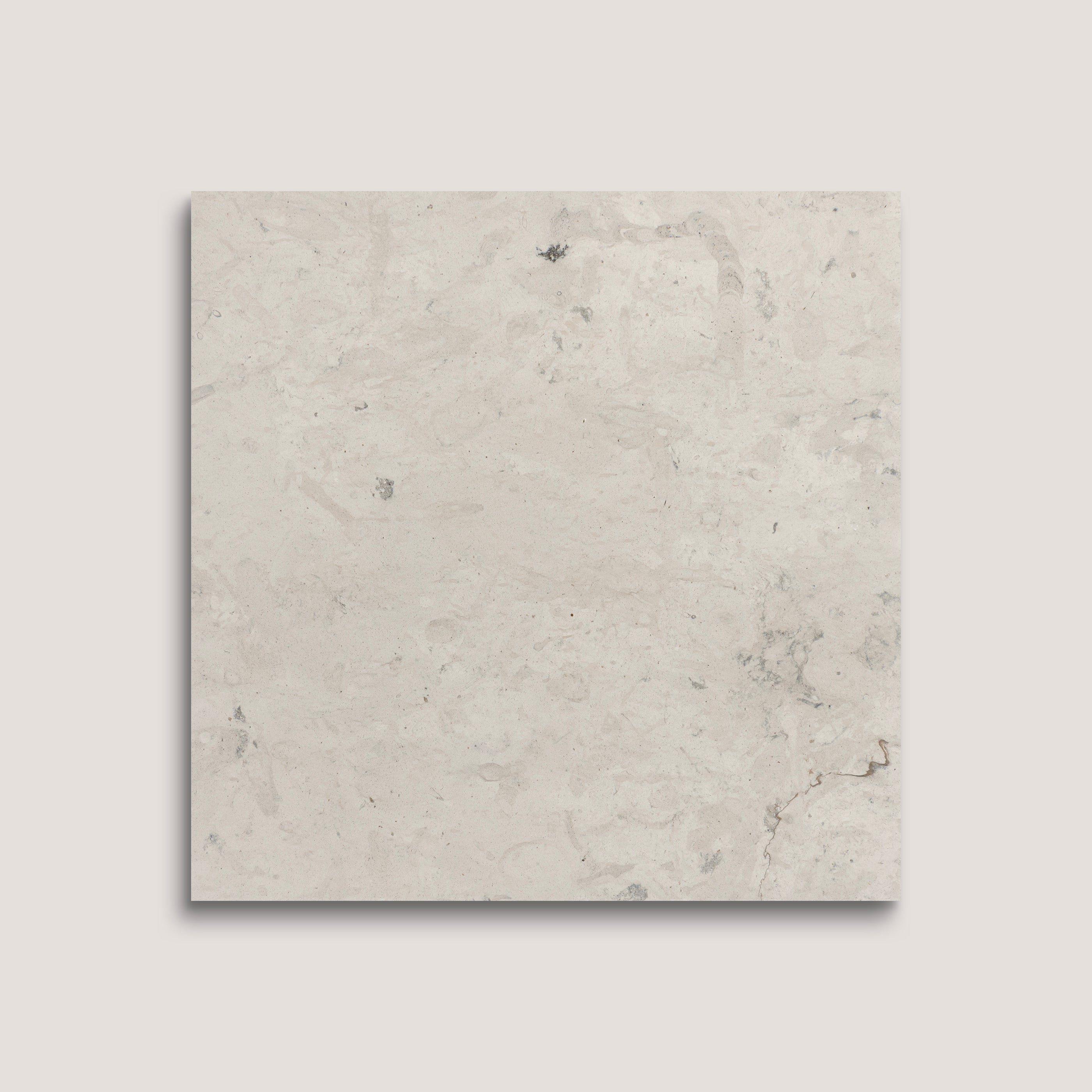 Square tile with a light gray marbled pattern on a white background