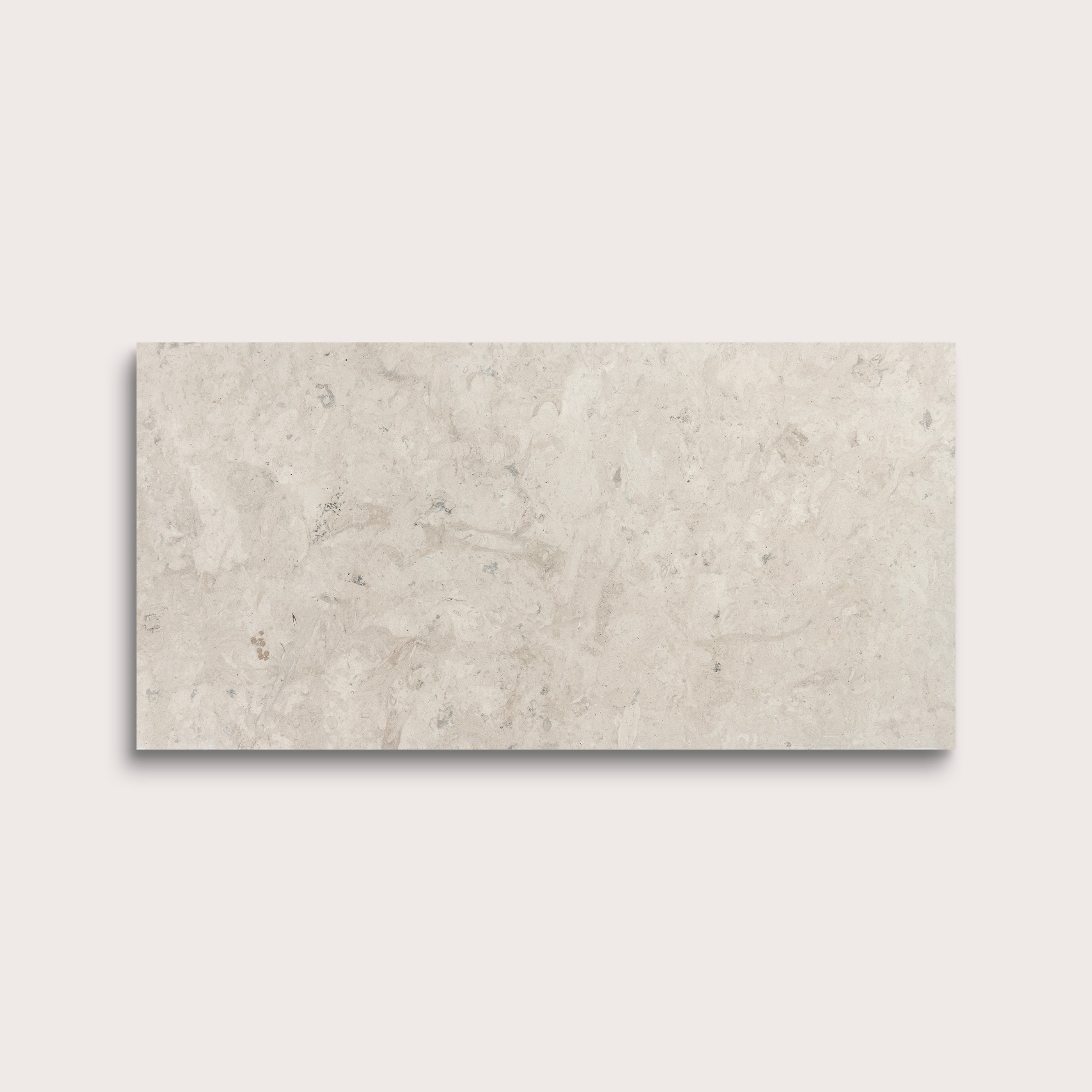 rectangular tile with a grey limestone pattern on a white background