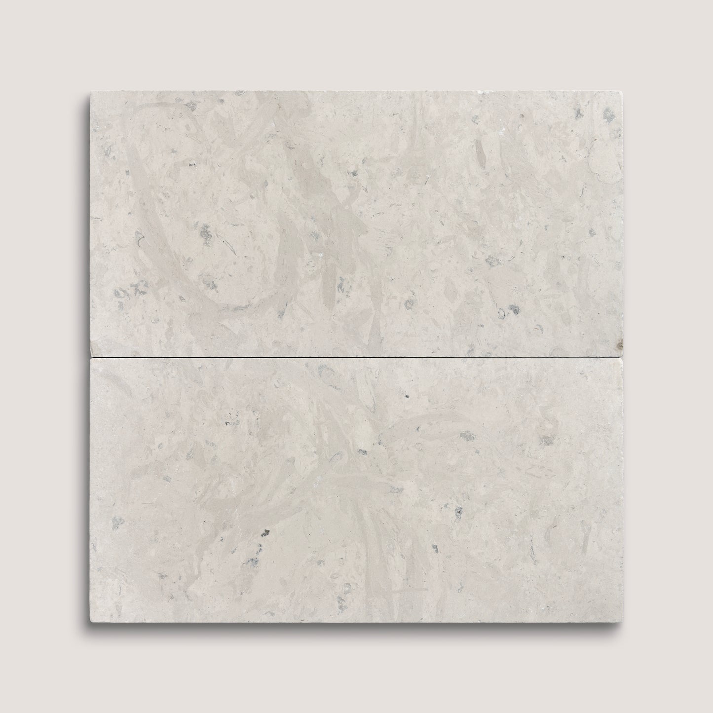 Two gray limestone tiles on a light gray background