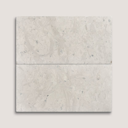 Two gray limestone tiles on a light gray background