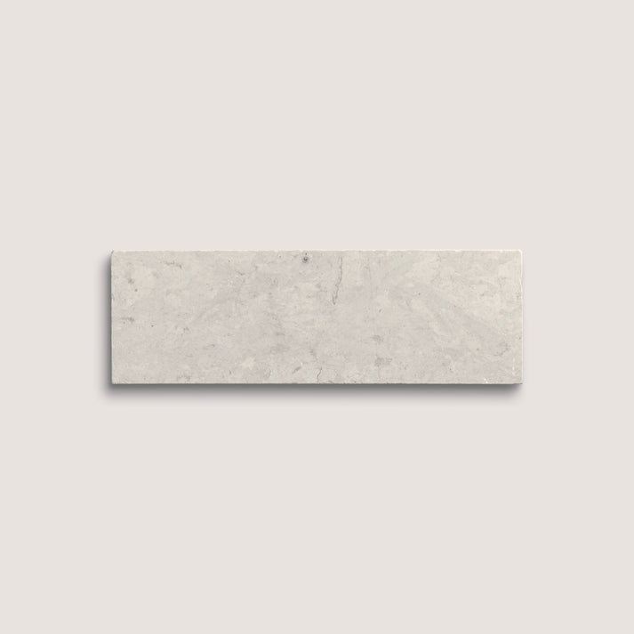 Rectangular gray limestone tile on a light gray background