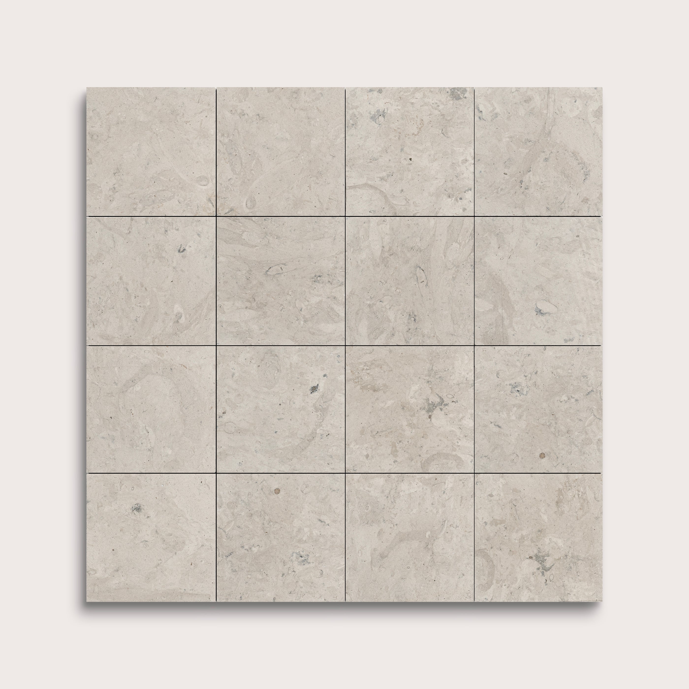 Square tiles with a light gray pattern on a white background