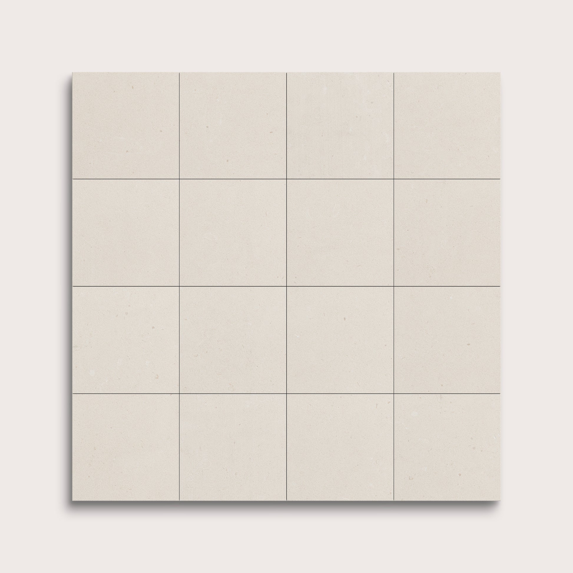 sixteen square tiles with a white limestone pattern on a white background