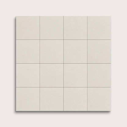 sixteen square tiles with a white limestone pattern on a white background