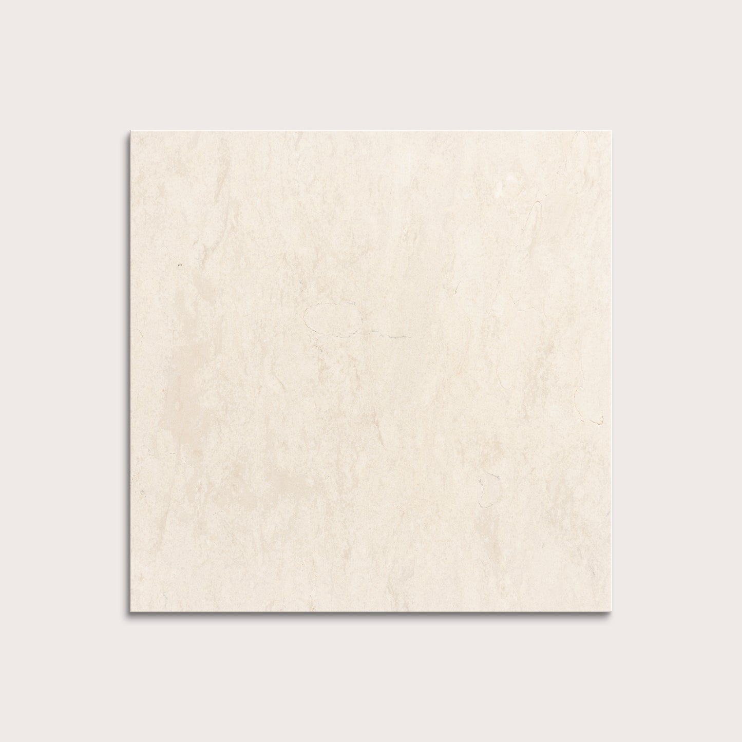 square tile with a beige limestone pattern on a white background