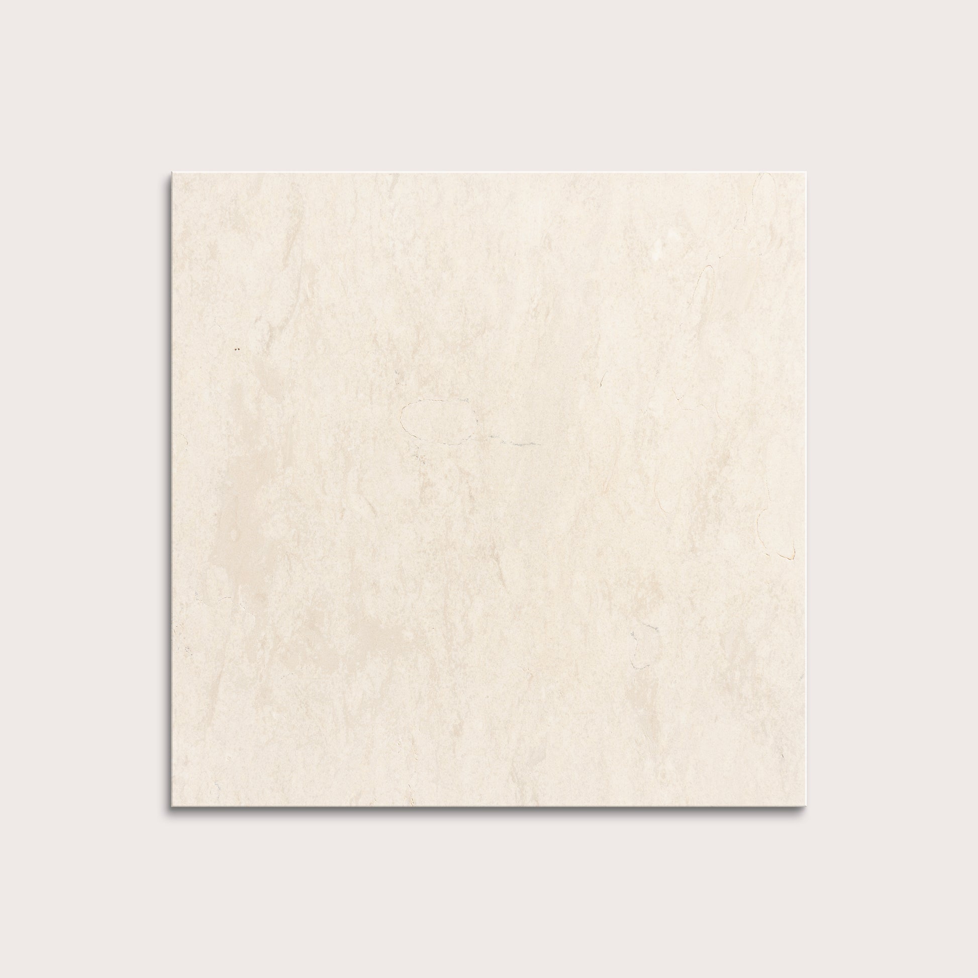 square tile with a beige limestone pattern on a white background
