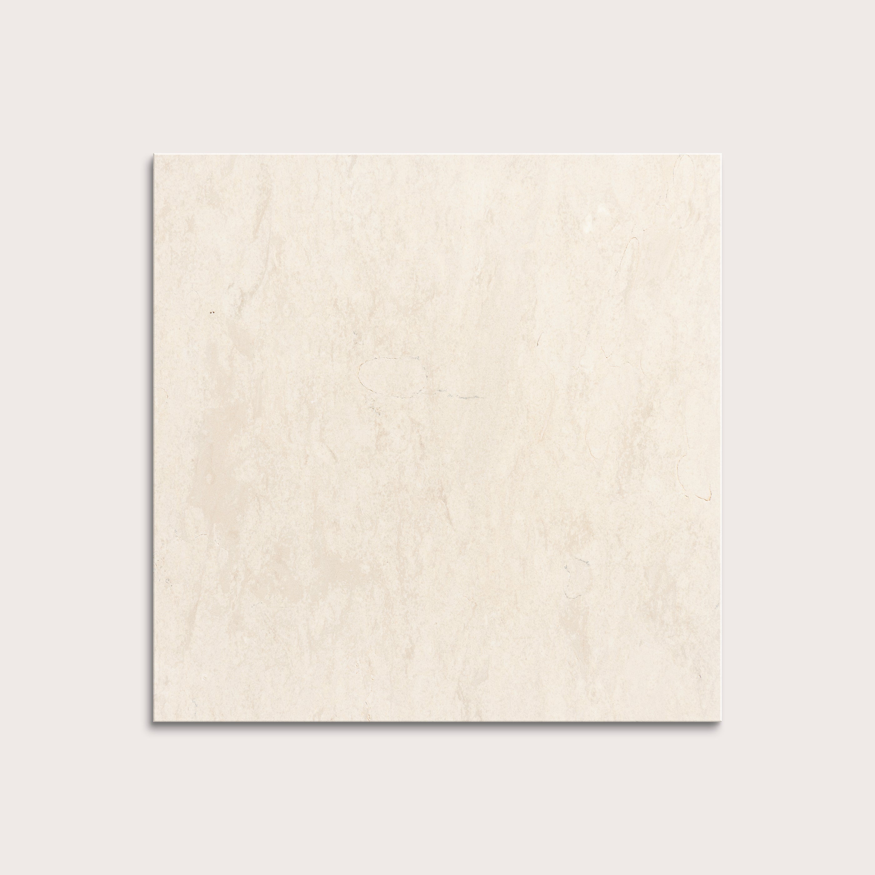 square tile with a beige limestone pattern on a white background