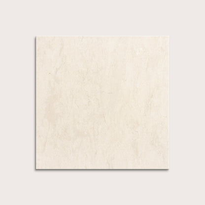 square tile with a beige limestone pattern on a white background