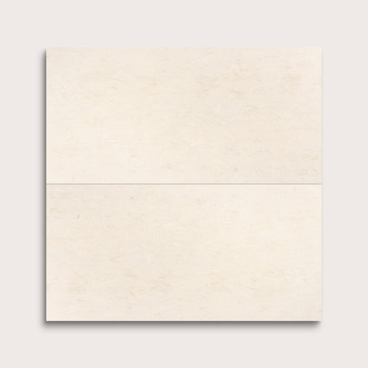 two rectangle tiles with a beige limestone pattern on a white background