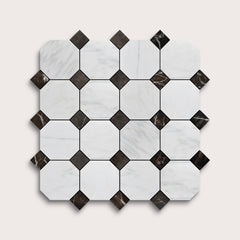 Casablanca Carrara Octagon & Truffle Dot Marble | Honed
