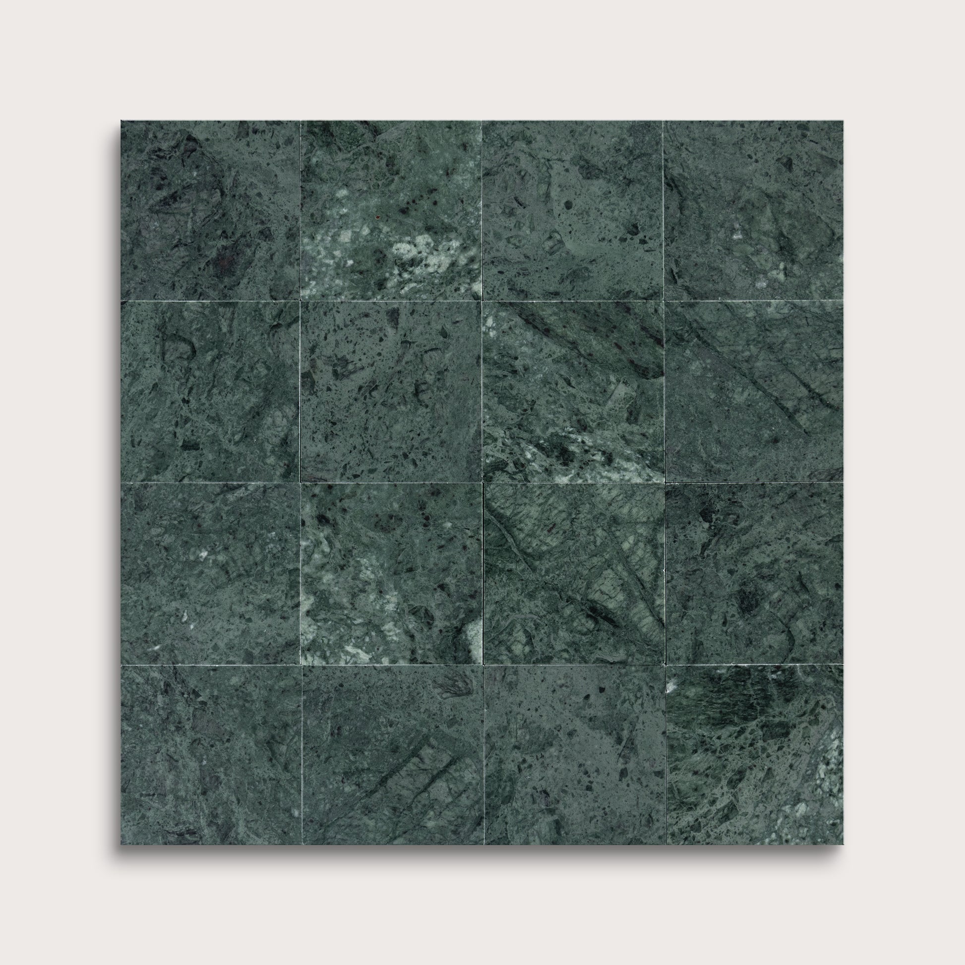 Green marble tile pattern on a white background