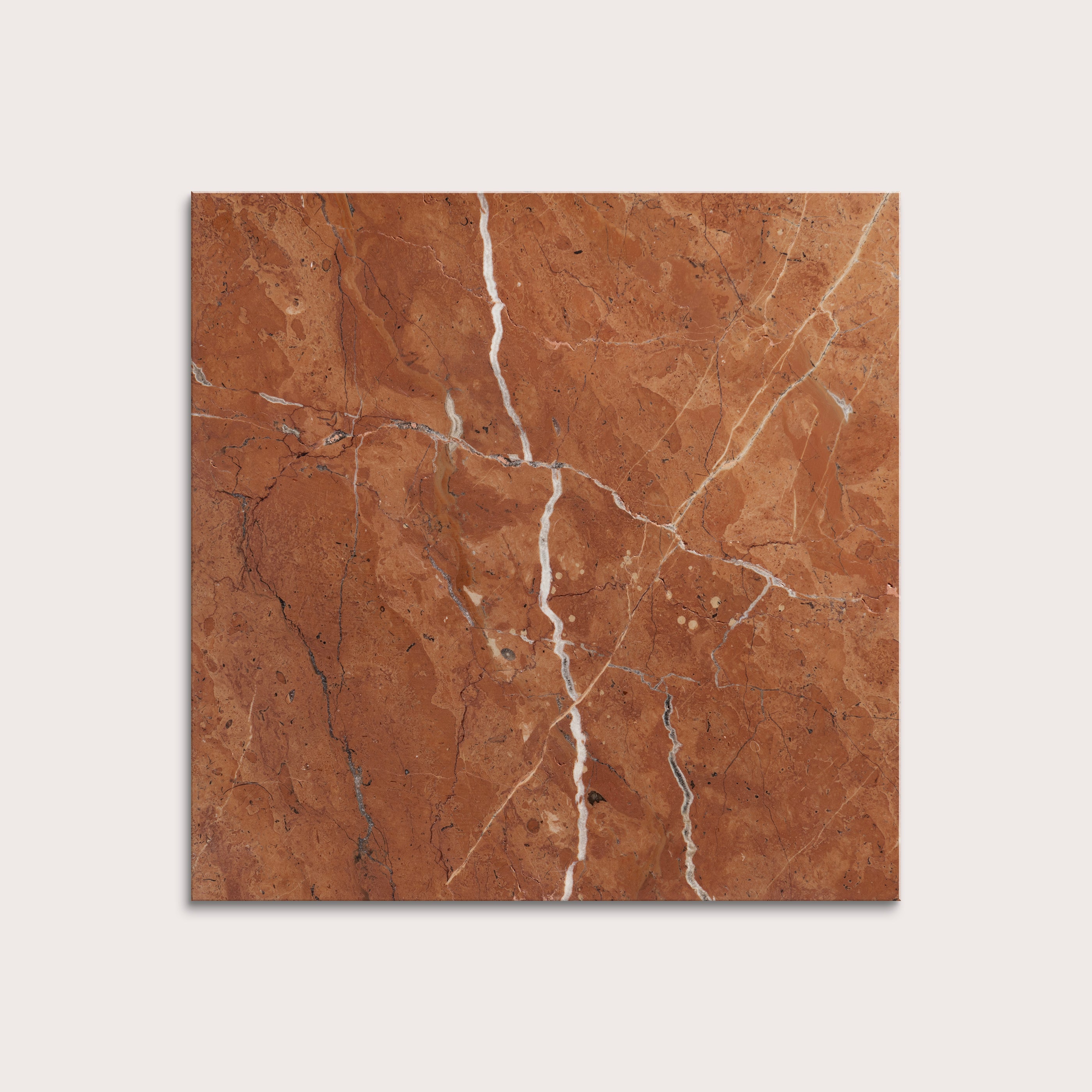 Brown marble tile with visible veins on a light gray background