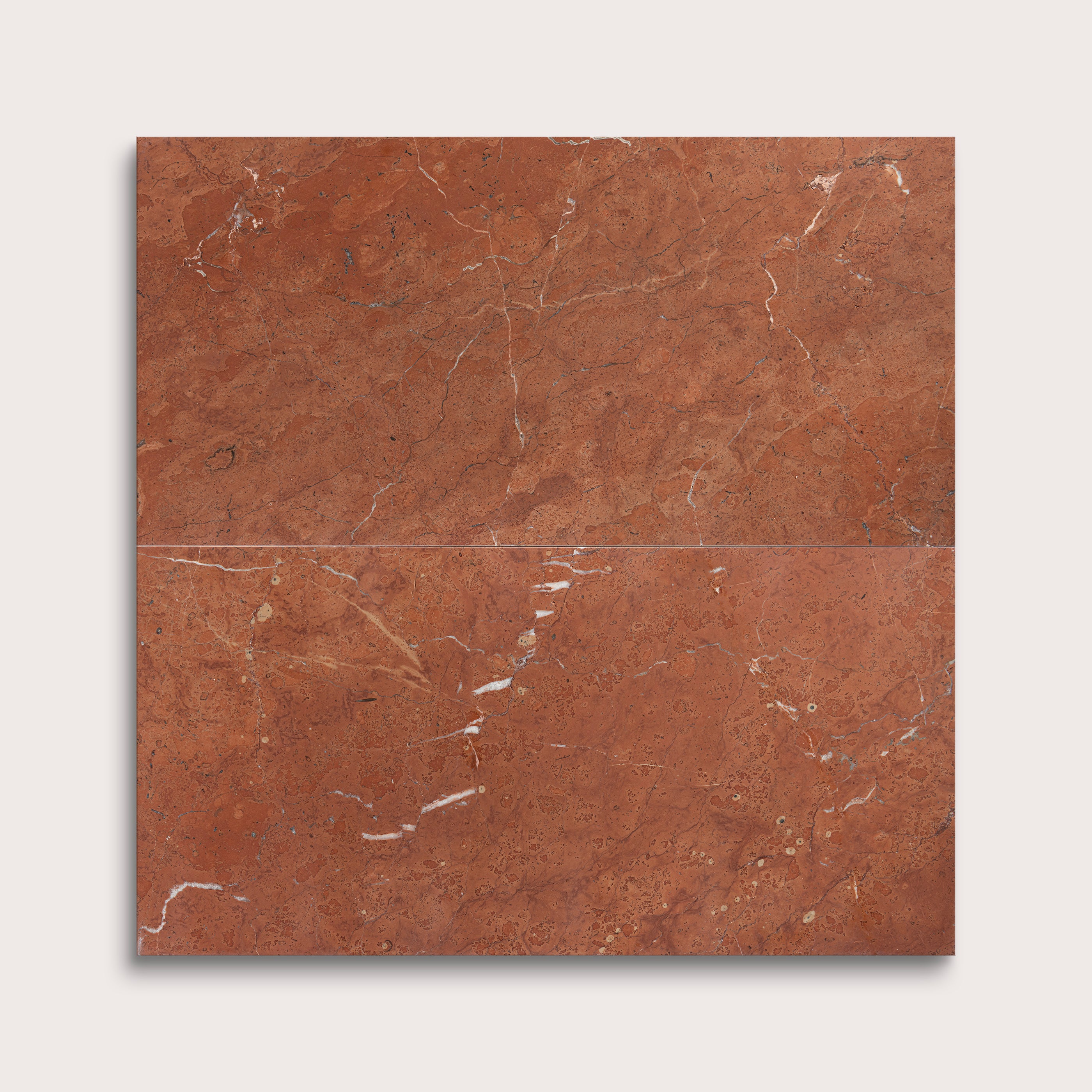 Brown marble tile with visible veins on a white background