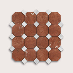 Rosso Alicante Octagon & Casablanca Carrara Dot Marble | Honed