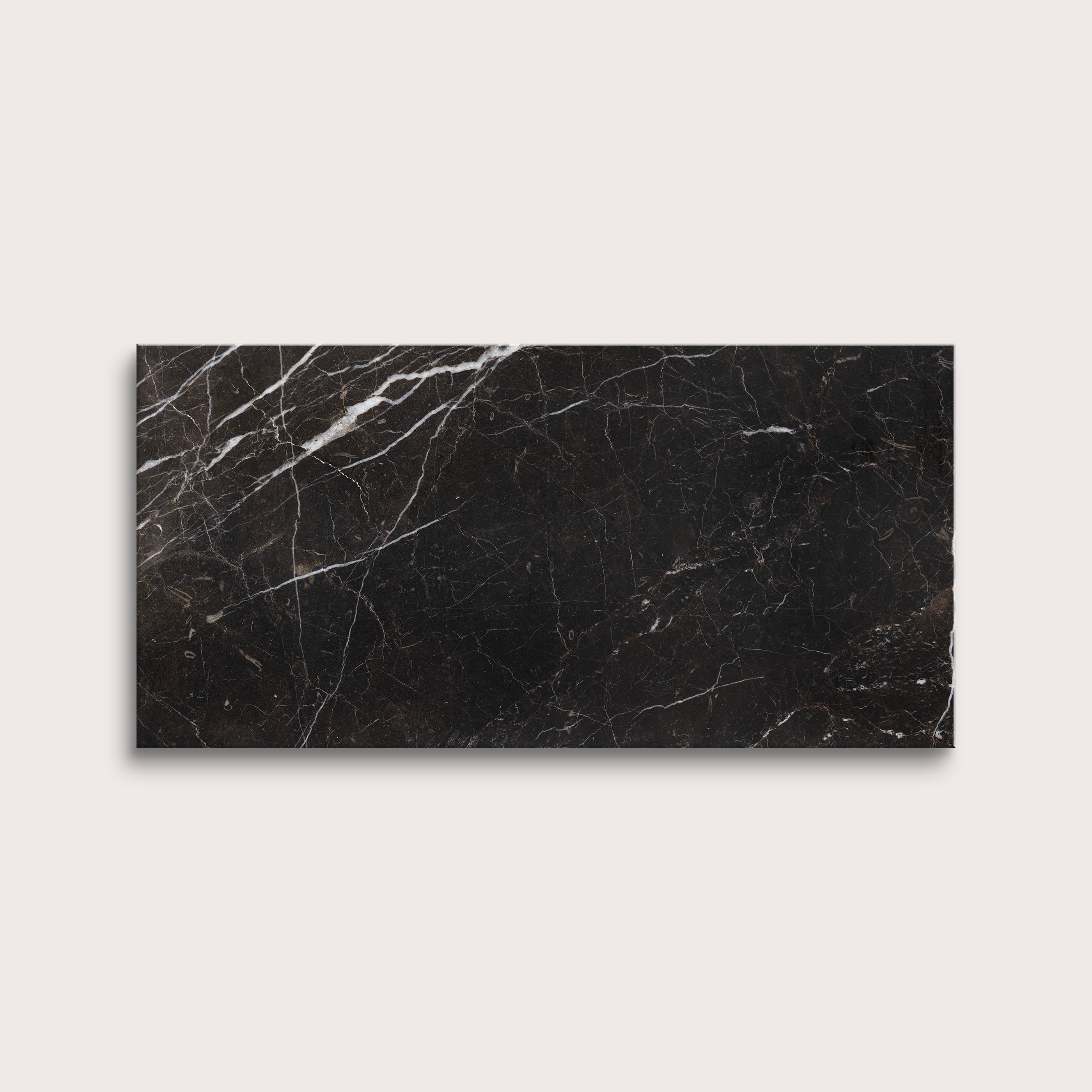 Brown marble tile with white veins on a light gray background