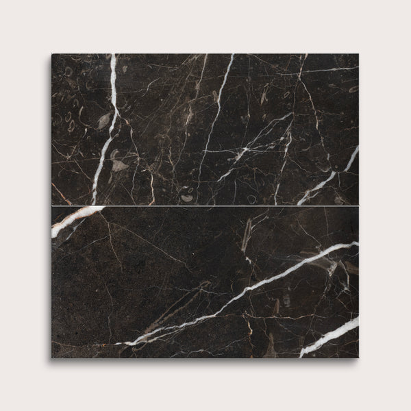 TIDE BLOOM nap, 2021 大理石 Black Marble Truffle 6x12 Marble Tile Honed | Riad Tile