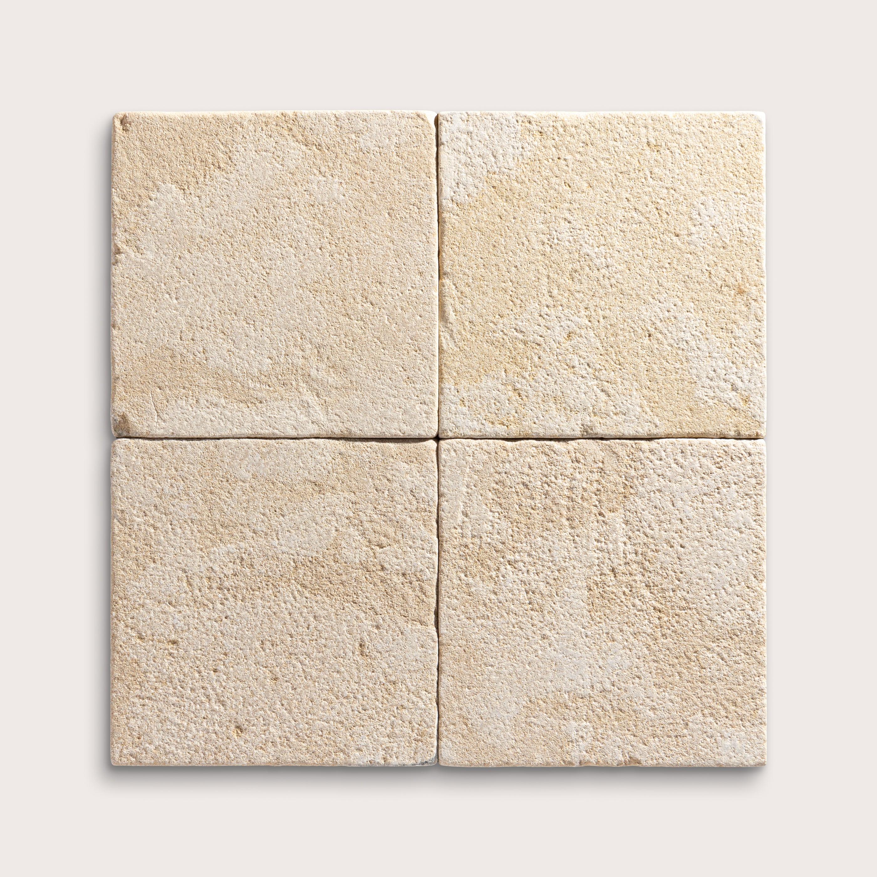 Square beige stone 6x6 tile, moroccan stone, collage of four - Riad Tile