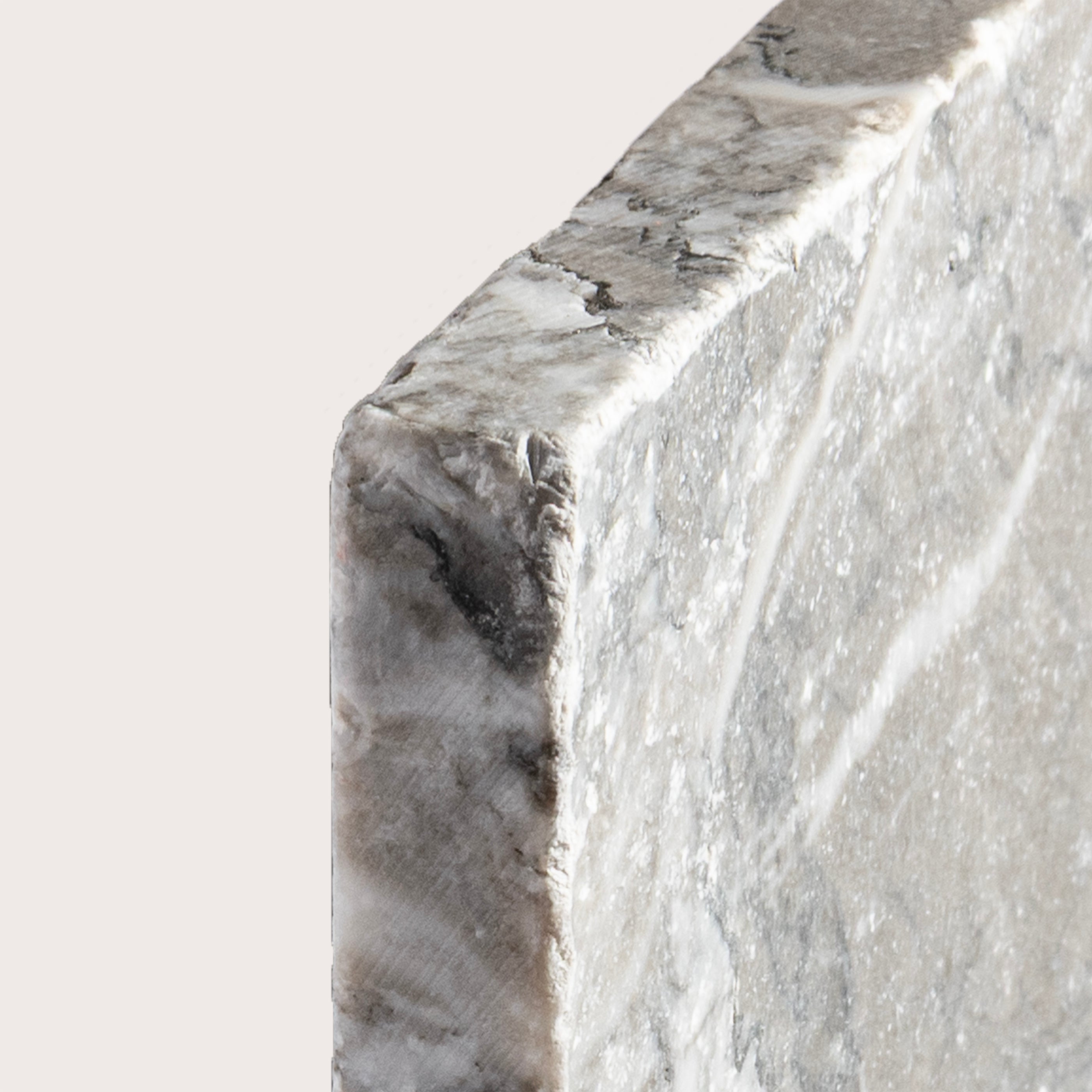 6x6 Square marble tile with a gray and white marbled pattern, corner angle - Riad Tile